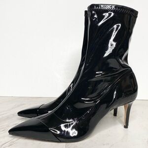 Schutz Pointy Toe Black Patent Heeled Bootie 6 1/2 B